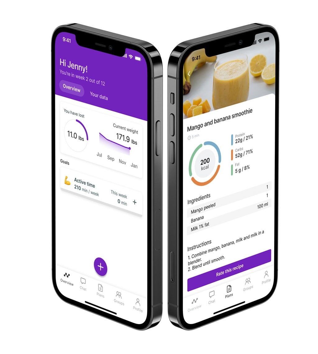A mockup of the coaching app showcasing the features.